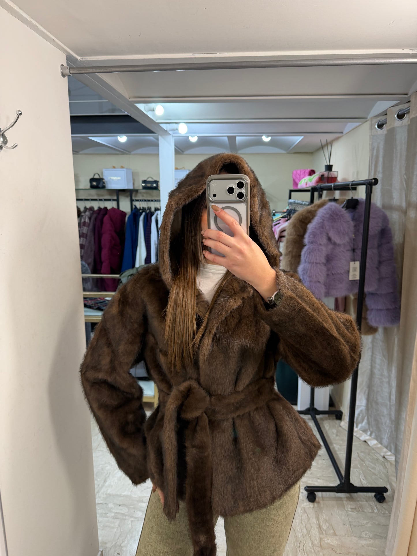 PELLICCIA VISONE CON CINTA