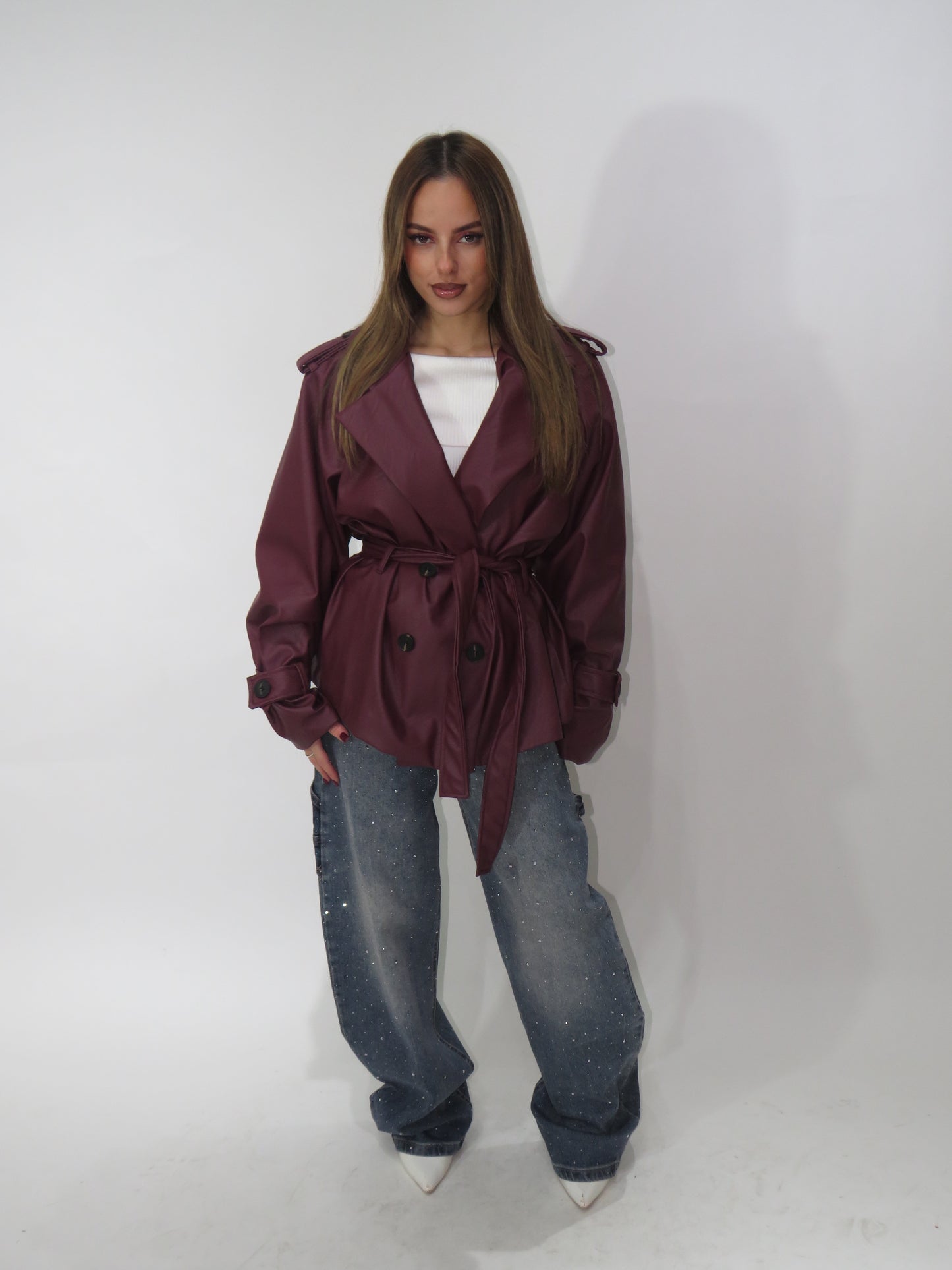 Trench corto con cinta